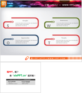 四色回形箭头swot幻灯片图表