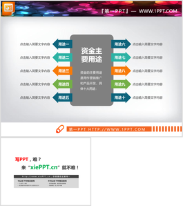 十个因素的扩散关系PPT模板图表
