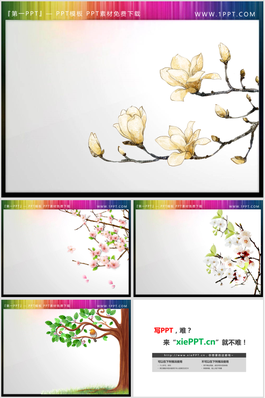四张透明背景的春天里的花卉PPT素材